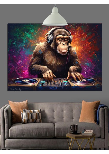 Dj Maymun Kulaklık Dekoratif Kanvas - Mdf Ahşap Tablo modelleri