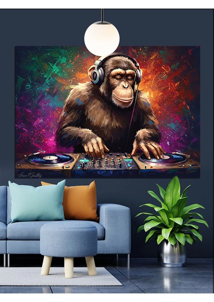 Dj Maymun Kulaklık Dekoratif Kanvas - Mdf Ahşap Tablo indirimleri