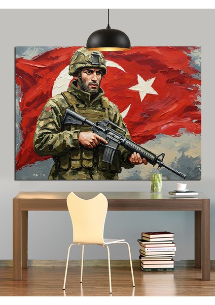 Asker Türk Bayrağı Dekoratif Kanvas - Mdf Ahşap Tablo modelleri