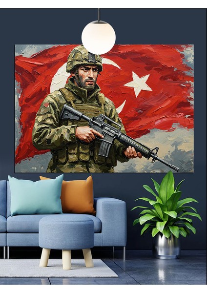 Asker Türk Bayrağı Dekoratif Kanvas - Mdf Ahşap Tablo fırsatları