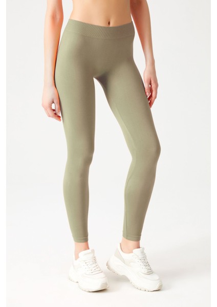 Haki Esnek ve Toparlayıcı Spor Tayt Basic Seamless fiyatları