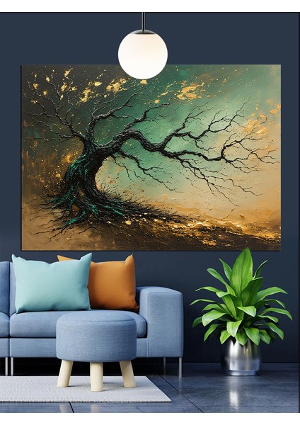 Köklü Rüzgarlı Ağaç Dekoratif Kanvas - Mdf Ahşap Tablo modelleri