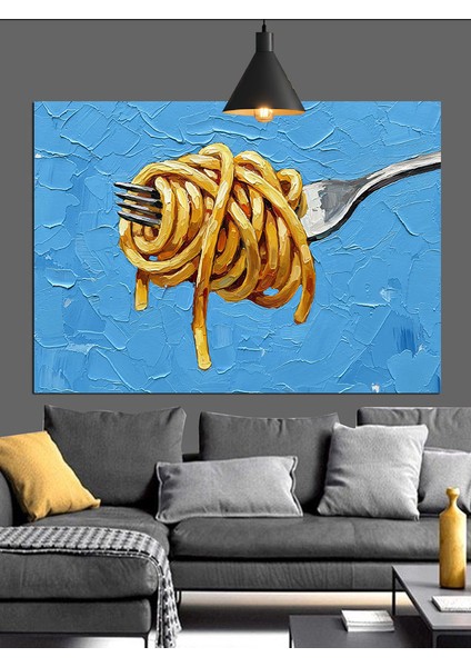 Çatalda Spagetti Sanat Dekoratif Kanvas - Mdf Ahşap Tablo fiyatları