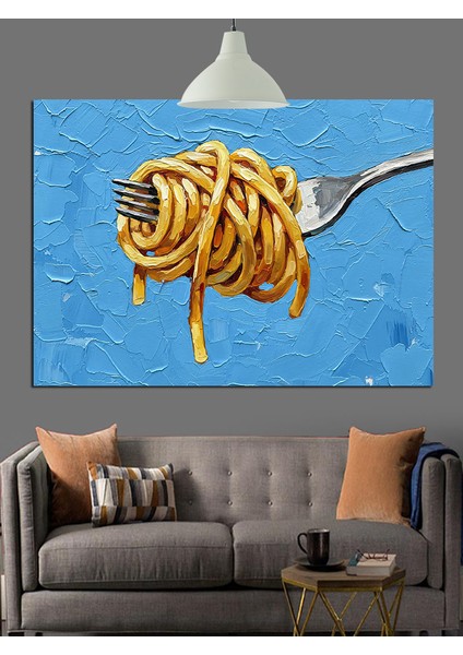 Çatalda Spagetti Sanat Dekoratif Kanvas - Mdf Ahşap Tablo modelleri