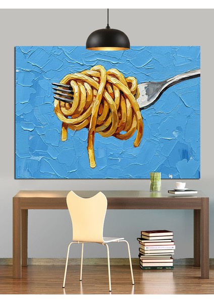 Çatalda Spagetti Sanat Dekoratif Kanvas - Mdf Ahşap Tablo fırsatları