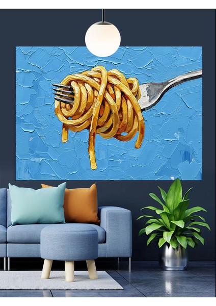 Çatalda Spagetti Sanat Dekoratif Kanvas - Mdf Ahşap Tablo indirimleri