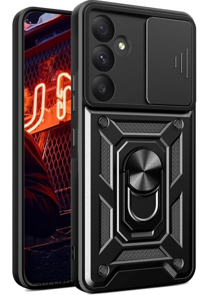 Samsung Galaxy A17 5g Kılıf Kamera Korumalı Sürgülü Yüzüklü Standlı Armor Military Tank Kızaklı Kapak