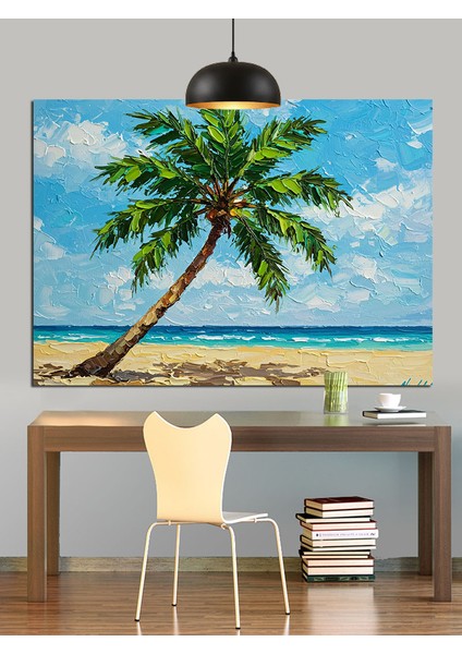 Palmiye Kumsal Deniz Dekoratif Kanvas - Mdf Ahşap Tablo modelleri