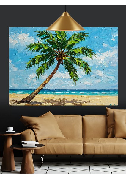 Palmiye Kumsal Deniz Dekoratif Kanvas - Mdf Ahşap Tablo indirimleri