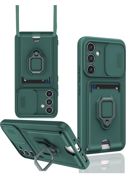 Samsung Galaxy A17 5g Kılıf Kamera Korumalı Sürgülü Yüzüklü Kartvizitli Stand Ip Askılı Zuma Silikon