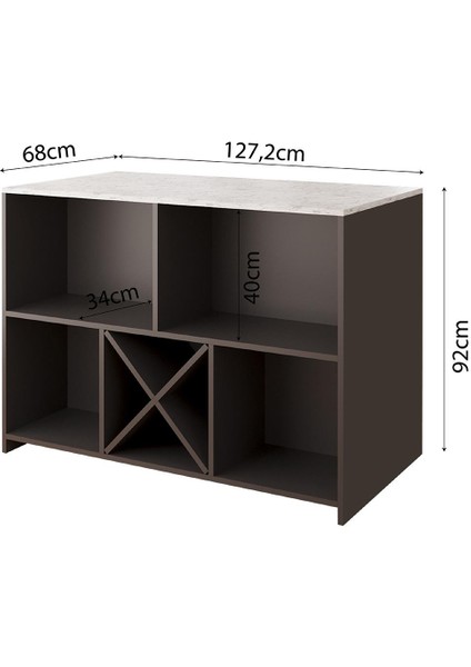 Monet G4031 3ADET Siyah Bar Tabureli Mutfak Adası Antrasit Gövde Carrara Mermer Desen Üst Şaraplıklı fırsatları