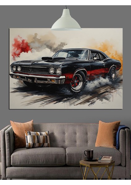 Siyah Klasik Araba Dekoratif Kanvas - Mdf Ahşap Tablo modelleri