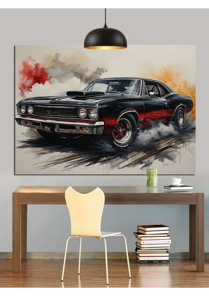 Siyah Klasik Araba Dekoratif Kanvas - Mdf Ahşap Tablo fırsatları