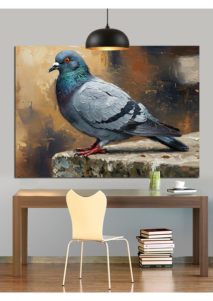 Taş Üstü Güvercin Dekoratif Kanvas - Mdf Ahşap Tablo