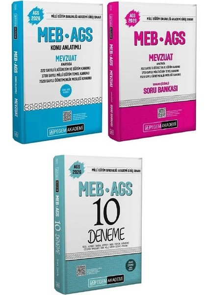 Pegem 2026 Meb-Ags Mevzuat Konu Anlatımlı + Soru Bankası + 10 Deneme 3 Lü Set