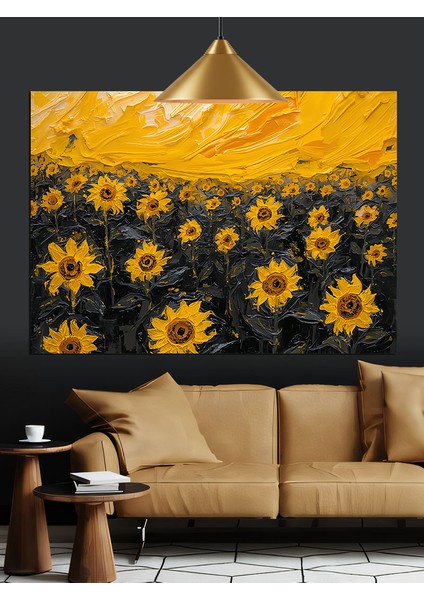 Sarı Güneş Çiçekleri Dekoratif Kanvas - Mdf Ahşap Tablo fiyatları