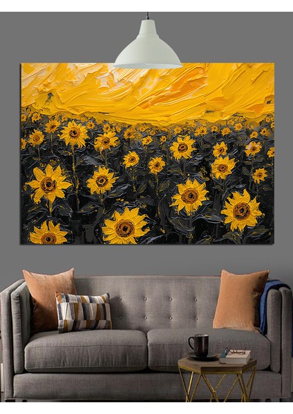 Sarı Güneş Çiçekleri Dekoratif Kanvas - Mdf Ahşap Tablo fırsatları