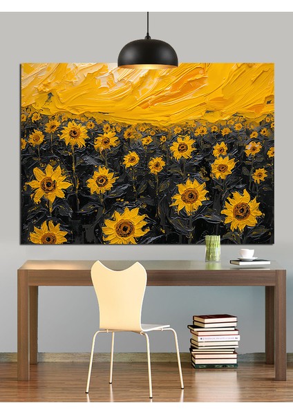 Sarı Güneş Çiçekleri Dekoratif Kanvas - Mdf Ahşap Tablo indirimleri