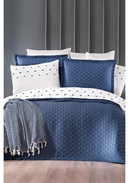 Fiona 10 Parça Pikeli Çeyiz Seti Indigo