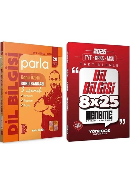 Benimhocam + Yönerge 2026 Yks Tyt Kpss Msü Dil Bilgisi Parla Konu Özetli Soru Bankası + Taktiklerle 8X25 Deneme 2 Li Set