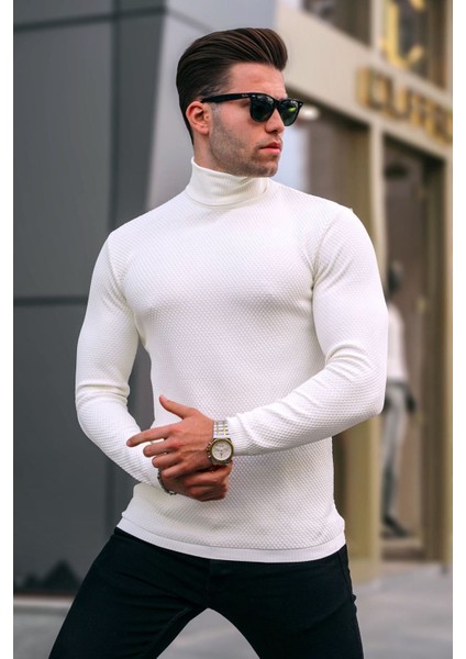 Kemik Rengi Balıkçı Yaka Erkek Triko Kazak 6306 fiyatları