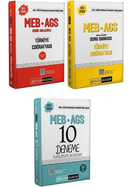 Pegem Meb-Ags Türkiye Coğrafyası Konu Anlatımlı + Soru Bankası + 10 Deneme 3 Lü Set