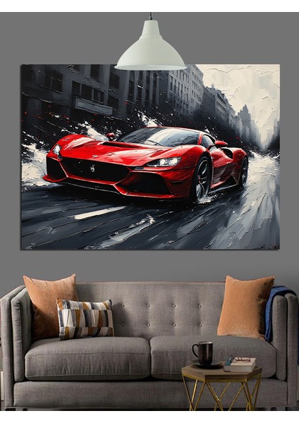 Süratli Spor Araba Dekoratif Kanvas - Mdf Ahşap Tablo fiyatları