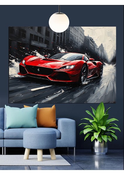 Süratli Spor Araba Dekoratif Kanvas - Mdf Ahşap Tablo fırsatları