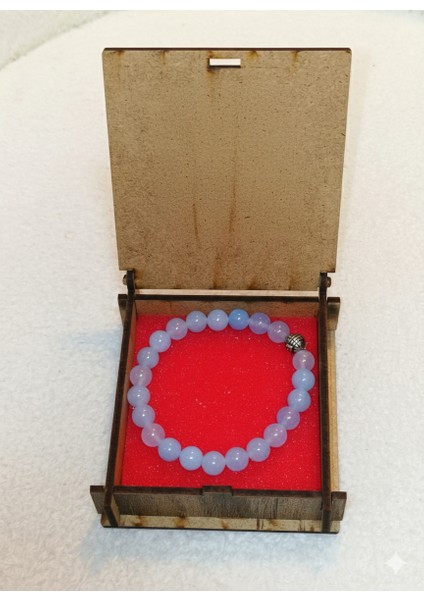 Kişiselleştirilmiş Ahşap Kutulu Akuamarin Doğal Taş Bileklik | Unisex Erkek Kadın Hediyelik Takı fiyatları