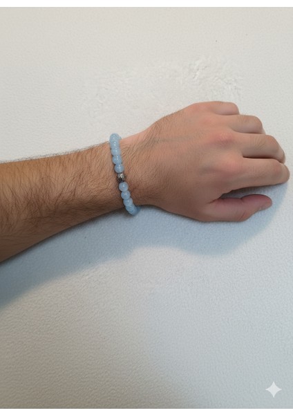 Kişiselleştirilmiş Ahşap Kutulu Akuamarin Doğal Taş Bileklik | Unisex Erkek Kadın Hediyelik Takı modelleri