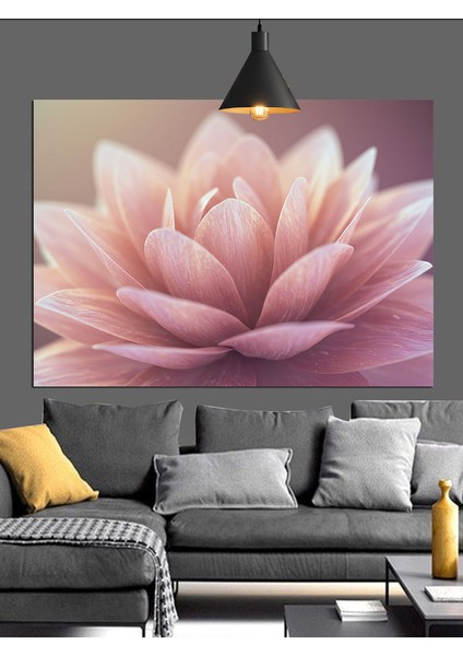 Pembe Lotus Çiçek Dekoratif Kanvas - Mdf Ahşap Tablo fiyatları