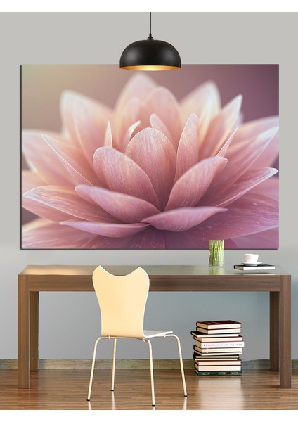 Pembe Lotus Çiçek Dekoratif Kanvas - Mdf Ahşap Tablo fırsatları
