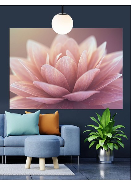 Pembe Lotus Çiçek Dekoratif Kanvas - Mdf Ahşap Tablo indirimleri