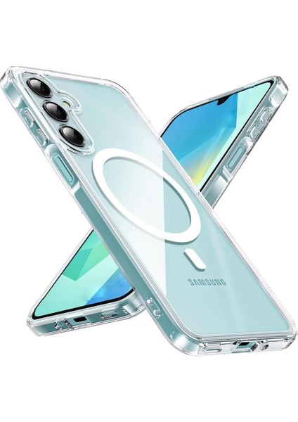 Samsung Galaxy A17 5g Kılıf Magsafe Wireless Kablosuz Şarj Destekli Sert Silikon Şeffaf Kapak Manyetik