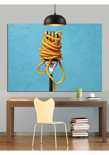 Çatalda Sarı Spagetti Dekoratif Kanvas - Mdf Ahşap Tablo indirimleri