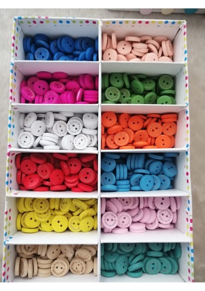 60 Adet 15 mm Handmade Yazılı Renkli Yuvarlak Ahşap Düğme fiyatları