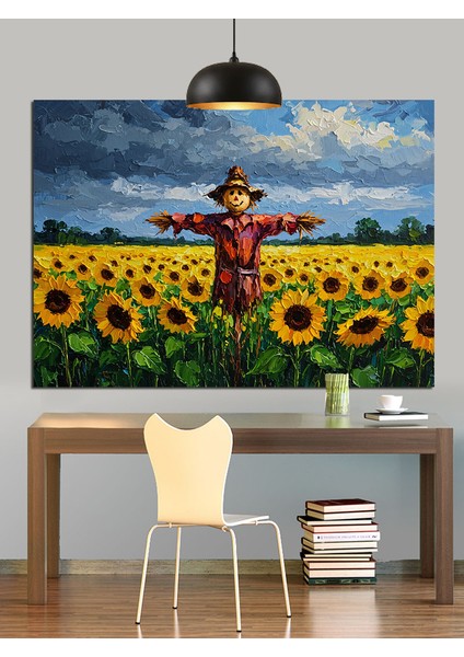 Ayçiçeği Tarlası Korkuluk Dekoratif Kanvas - Mdf Ahşap Tablo