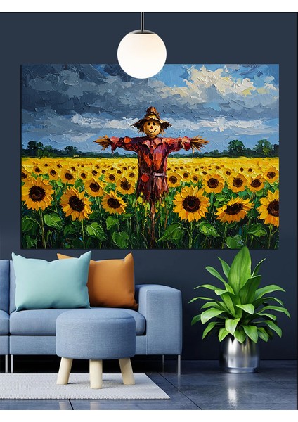 Ayçiçeği Tarlası Korkuluk Dekoratif Kanvas - Mdf Ahşap Tablo fiyatları