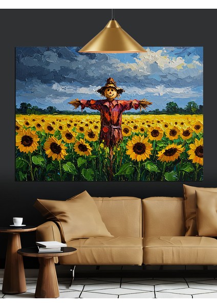 Ayçiçeği Tarlası Korkuluk Dekoratif Kanvas - Mdf Ahşap Tablo modelleri