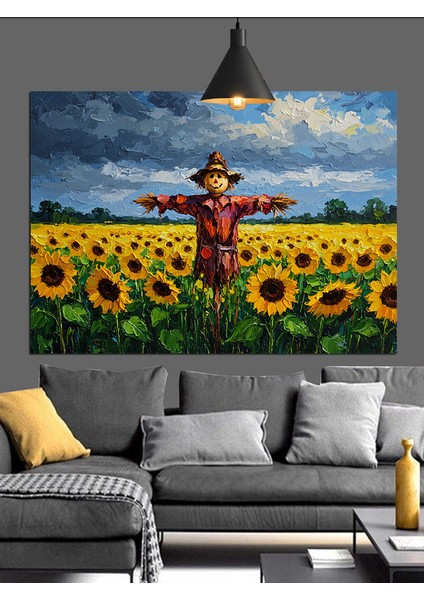 Ayçiçeği Tarlası Korkuluk Dekoratif Kanvas - Mdf Ahşap Tablo fırsatları