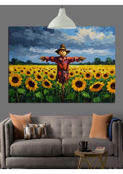 Ayçiçeği Tarlası Korkuluk Dekoratif Kanvas - Mdf Ahşap Tablo indirimleri