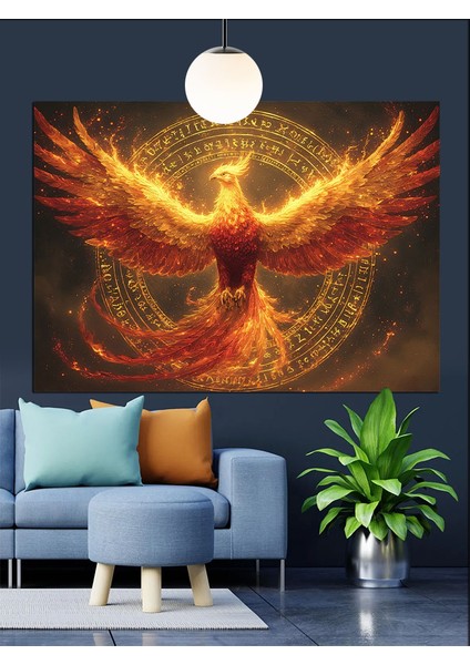 Altın Haleli Anka Dekoratif Kanvas - Mdf Ahşap Tablo modelleri