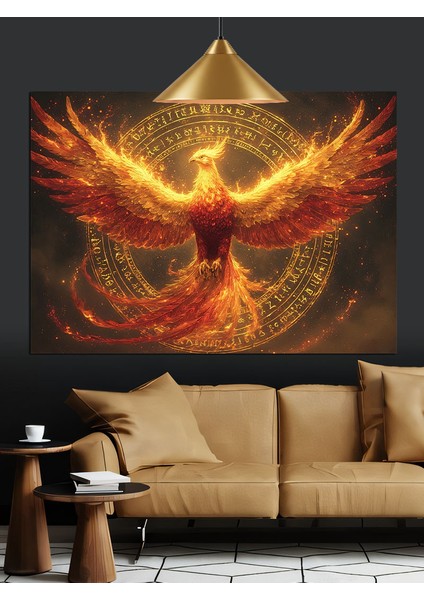 Altın Haleli Anka Dekoratif Kanvas - Mdf Ahşap Tablo fırsatları