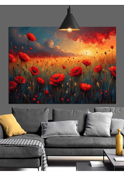 Gelincik Tarlası Manzara Dekoratif Kanvas - Mdf Ahşap Tablo modelleri