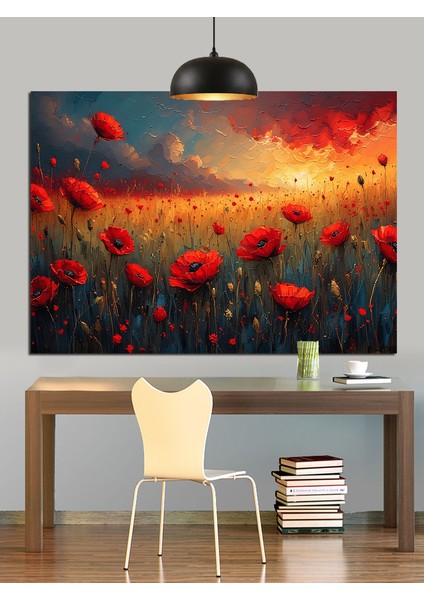 Gelincik Tarlası Manzara Dekoratif Kanvas - Mdf Ahşap Tablo indirimleri