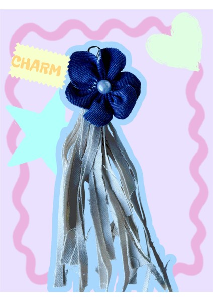 El Yapımı Püskül ve Çiçek Detaylı Denim Çanta Charm fırsatları