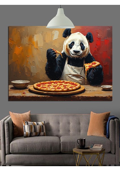Panda Pizza Şef Dekoratif Kanvas - Mdf Ahşap Tablo fiyatları