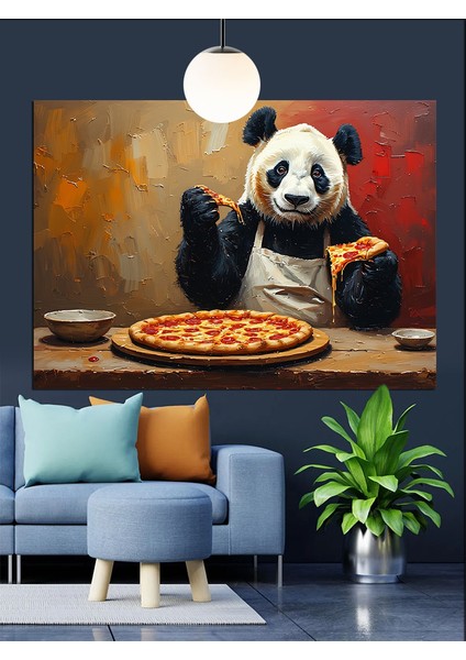 Panda Pizza Şef Dekoratif Kanvas - Mdf Ahşap Tablo fırsatları