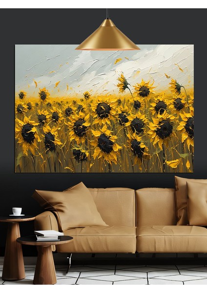Sarı Günebakan Tarlası Dekoratif Kanvas - Mdf Ahşap Tablo