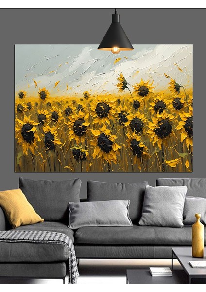 Sarı Günebakan Tarlası Dekoratif Kanvas - Mdf Ahşap Tablo fiyatları